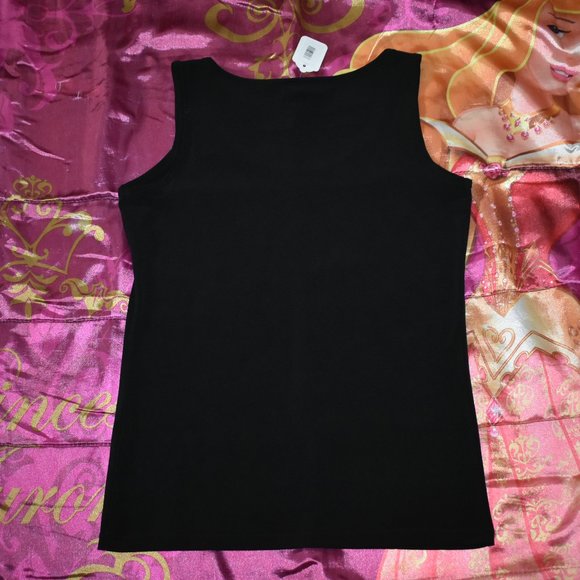 NEW calvin klein black beads rhinestone studs Bling Tank Top T-SHIRT Size XS / S - Picture 7 of 10